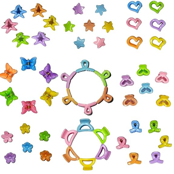 Elina Fancy Mini Hair Clips Designer Cute Claw Clips Small Flower Butterfy Accessories for Girls, Women/Baby Kids (10+ Designs : 6 multi colors)