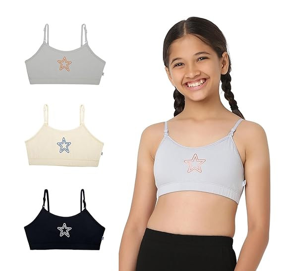 YouGotPlanB Multicolor Training Bra | Multiple Design | Cotton Blend | Non-Padded | Wire Free | Adjustable Straps | Beginners Bra for Girls