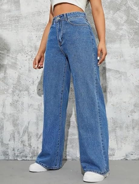 Women High Waist Wide Leg Denim Baggy Jeans Casual High Waist || Wide Leg || Modern Look || Baggy fit Fashion Beauty Lovely Unique Denim Jeans for Women