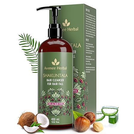 Avimee Herbal Shakuntala Hair Fall Control Hair Cleanser | With Keratin Protein & Nansyl | For Strong and Shiny Hair | Sulphate & Paraben Free For Men and Women | 400 mL