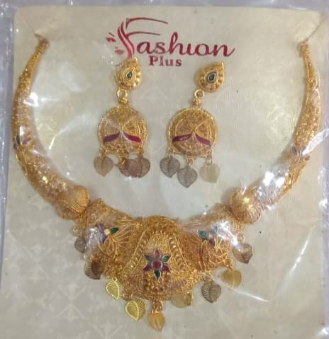 Mansiyaorange Traditional Floral Golden Multi Choker Jewelry