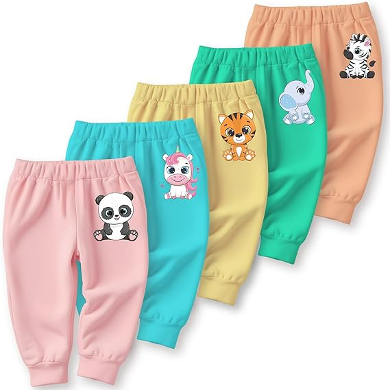 minicult Cotton Pajama Pants with All Over Print for Boys and Girls (Multicolor Designs)(Pack of 5)