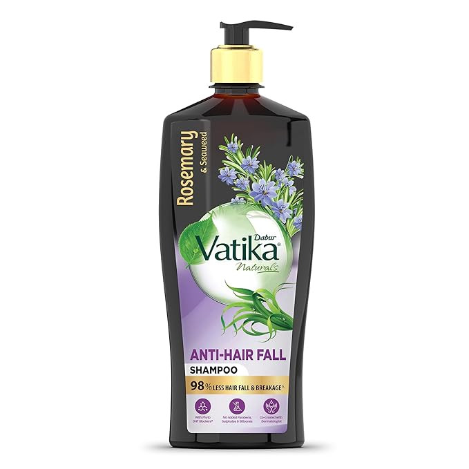 DABUR Vatika Rosemary & Seaweed Anti-Hairfall Shampoo - 640Ml|Reduces Hair Fall|Stimulates Hair Growth And Thickness|Co-Created With Dermatologist|No Sulphates, Silicones & Parabens|Animal Test Free