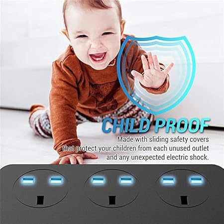 SPECULO Extension Board, Power Strip with 20W Fast PD/Type C, 2500W 10A Extension Cord with 3 Universal Socket, 38W USB Fast Charging Ports (2 * 20W PD+3*QC 3.0) for Home Office