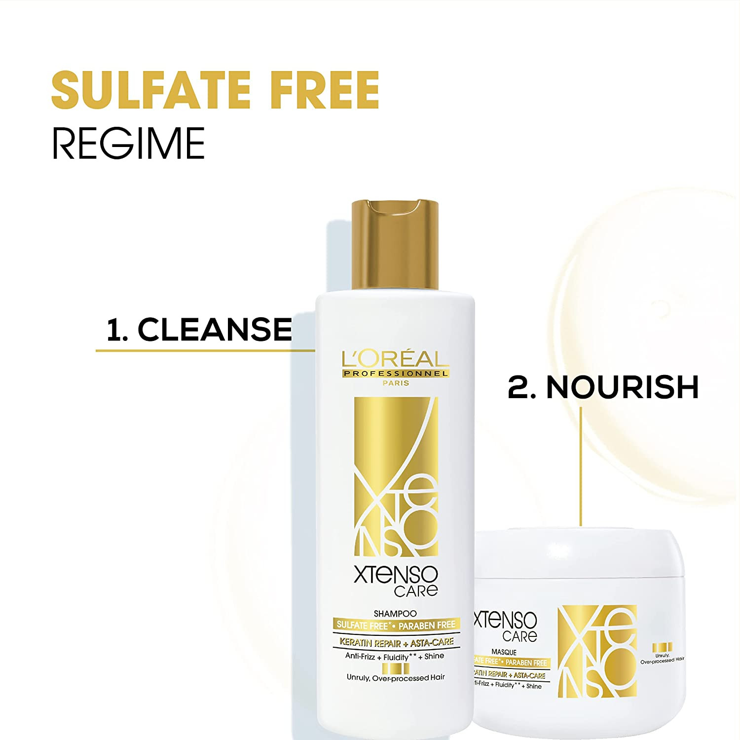 L'Oréal Professionnel Xtenso Care Sulfate-free* Shampoo 250ml and Hair Masque 200ml Combo for All Hair Types (Pack of 2)