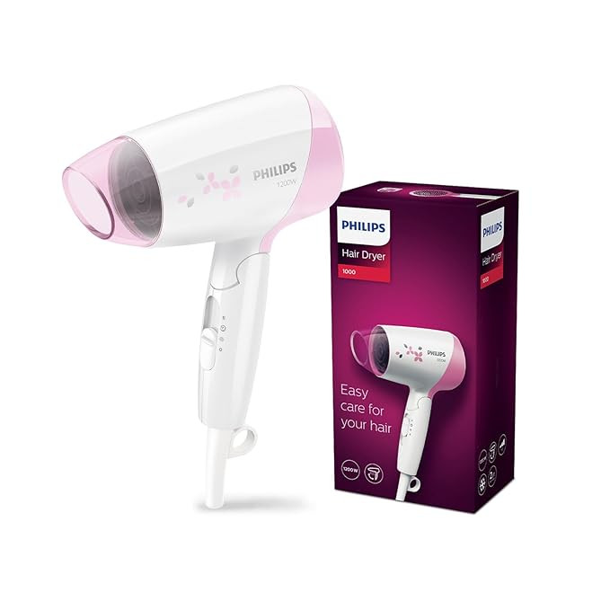 Philips Hair Dryer | Quick Gentle Drying with Thermoprotect Care | 1200 Watts | 3 Heat and Speed Settings with Cool Shots | HP8120/00, Pink