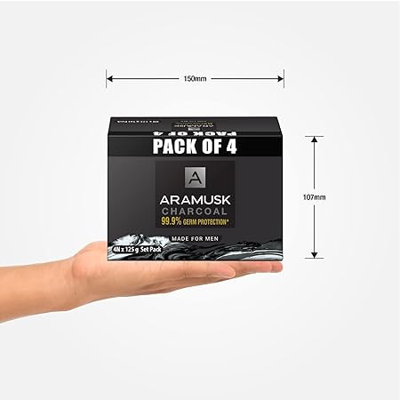 Aramusk Musk Soap for Men| Classic Musk Fragrance| Moisturising Bathing Soap Bar| Lasting Freshness & Nourishment| 125g (Pack of 8)