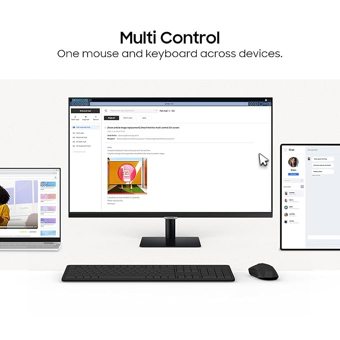 Samsung 27-inch (68.6cm) M5 FHD Smart Monitor, 1920x1080, Mouse & Keyboard Control, OTT Apps, IoT Hub, Office 365, Workout Tracker, Multiple Ports, Speakers, Remote, Bluetooth