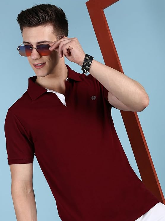 Lux Cozi Men's Regular Fit Polo Neck Half Sleeve Soild Casual T-Shirt | Polo T-Shirt for Men