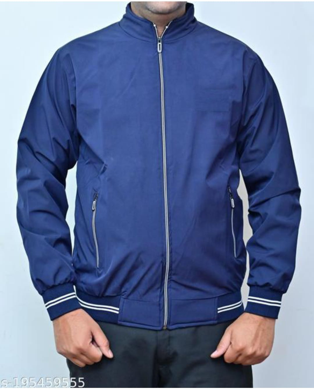 Full Sleeve Polycotton Printed Windcheater Jacket-ROYAL BLUE