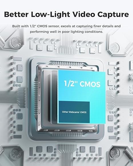 OBSBOT Meet 2 AI-Powered 4K Webcam with 1/2' Sensor, AI Framing & Autofocus,Webcam with Microphone, 60 FPS, HDR Low-Light Correction, Beauty Mode, Webcam for PC, Streaming, Conference, Gaming, etc.