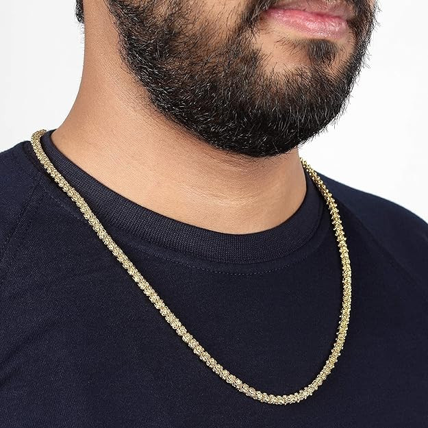 Fashion Frill Gold Plated Neck Chain for Men Women Girls Boys Jewelry Light Weighted Necklace