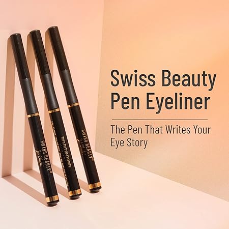 Swiss Beauty Waterproof And Long Wearing Bold Felt Tip Pen Eyeliner | Smudge Proof Eye Makeup | Quick Drying |Black, 1.2 Ml |