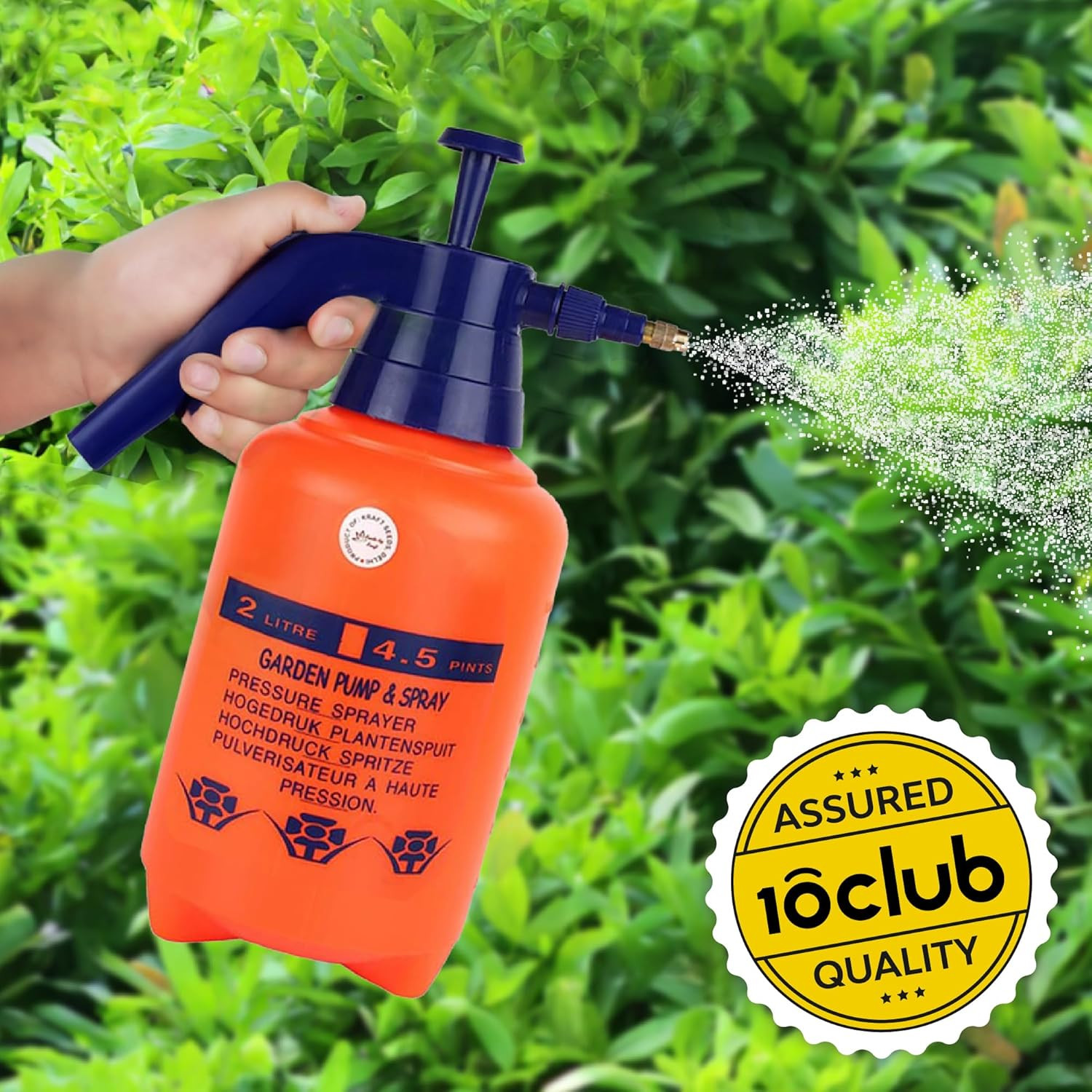 Kraft Seeds by 10CLUB Pressure Spray Pump (2L) | Gardening Water Pump Sprayer | Plant Water Sprayer for Home Garden | Spray Bottles for Garden Plants and Lawn | Plant Watering Can (Pack of 2)
