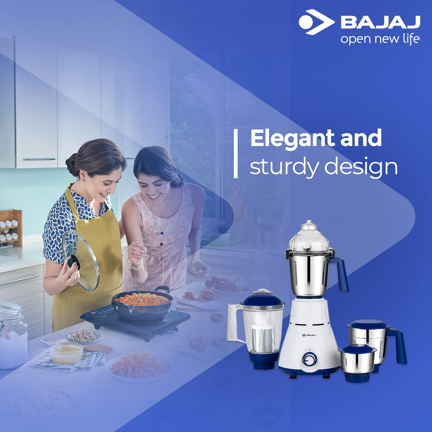 Bajaj Rex Mixer Grinder 750W | 4 Mixer Jars | Mixie For Kitchen With Nutri-Pro Feature | Titan Motor-Heavy Duty Grinding | Multifunctional Blade System | 1 Yr Warranty 【White】