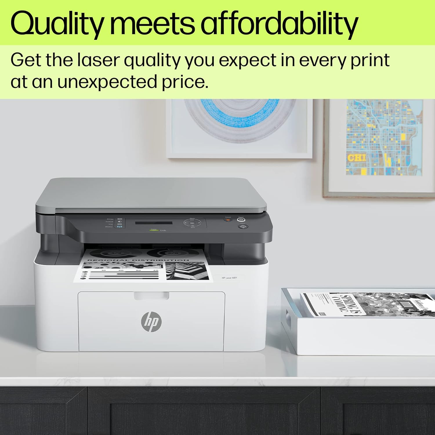 HP Laser MFP 1188w, Wireless, Print, Copy, Scan, Ethernet, Hi-Speed USB 2.0, Up to 21 ppm, 150-sheet Input Tray, 100-sheet Output Tray, 10,000-page Duty Cycle, 1-Year Warranty, Black and White