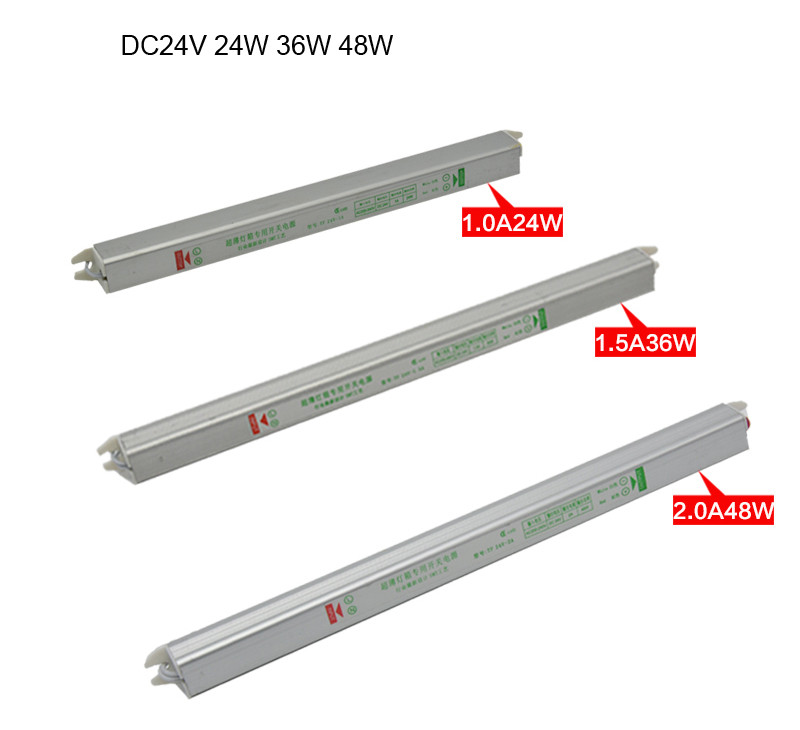 Ultra-thin Driver Power Supply Adapter Transformer for LED Strip Lights, 24W