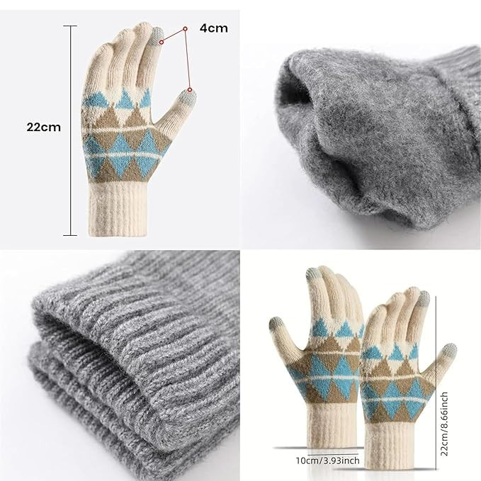 X-LENT Winter Pom Pom Beanie Hat & Touchscreen Gloves Set - Warm, Soft Beanie Cap with Full Finger Touchscreen Gloves | Perfect for Cold Weather, Sports, & Casual Wear