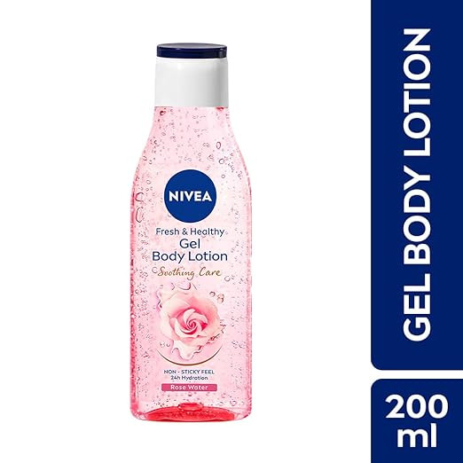 NIVEA Gel Body Lotion 200 ml | Rose | Refreshing Care For 24H Hydration | Non-Sticky | Fast Absorbing for Fresh And Healthy Skin