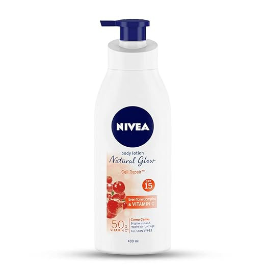 NIVEA Body Lotion Natural Glow, Cell Repair, Spf 15 & 50X Vitamin C 400ml