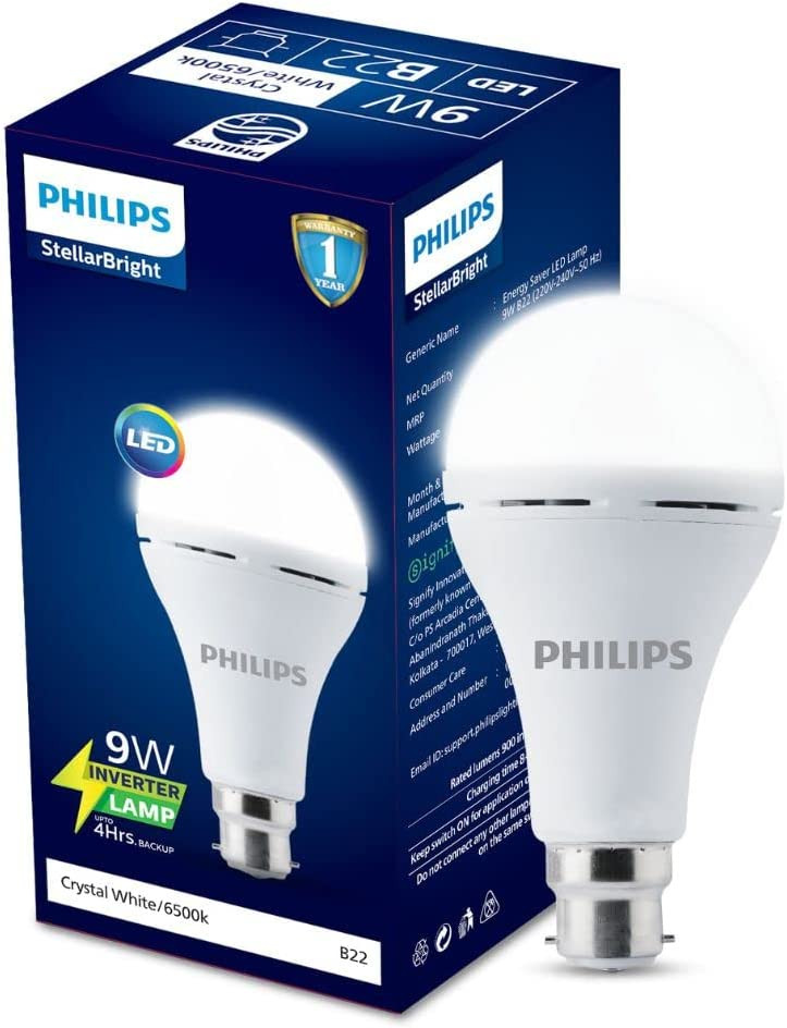 PHILIPS 9W B22 LED Emergency Bulb, Emergency Light For Power-Cuts, Cool Day Light, Pack of 1