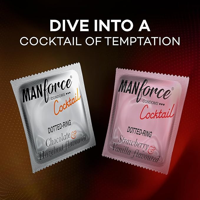 Manforce Cocktail Combo Pack - Strawberry & Vanilla and Chocolate & Hazelnut Extra Dotted Condoms | 20 pcs | India’s No. 1* Condom Brand for Safe Sex