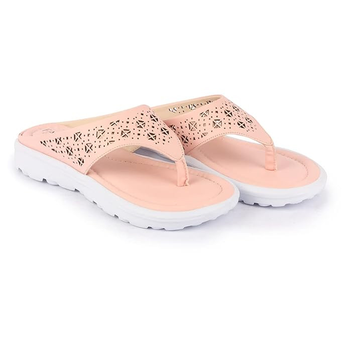 FAUSTO Women's Party Fashion Stylish Laser Cut Strap Thong Flats Wedges Slipper