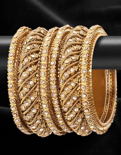 New gold Plated Kundan Studded Bangles set