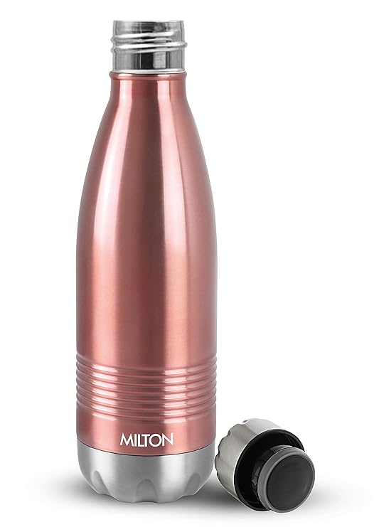 Milton Duo DLX 1000 Thermosteel 24 Hours Hot and Cold Water Bottle, 1 Piece, 1 Litre, Rose Gold | Leak Proof | Office Bottle | Gym | Home | Kitchen | Hiking | Trekking | Travel Bottle