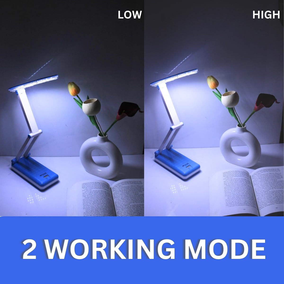 TEQO Table Lamp - 2 Working Mode Led Study/Desk Lamps with Rechargeable Battery, 3 Months Warranty (Multicolor)