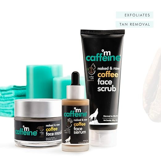 MCaffeine Coffee De-Tan Face Polishing Kit ( Tan Removal, Sun Protection | Face Scrub, Face Mask, Face Serum | All Skin | Paraben and Mineral Oil-Free )