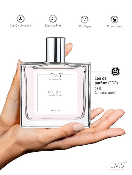 EM5™ Nero Unisex Perfume Spray for Men & Women | Spicy Rose Woody | EDP Strong & Long Lasting Fragrance | Luxury Gift for Men/Women