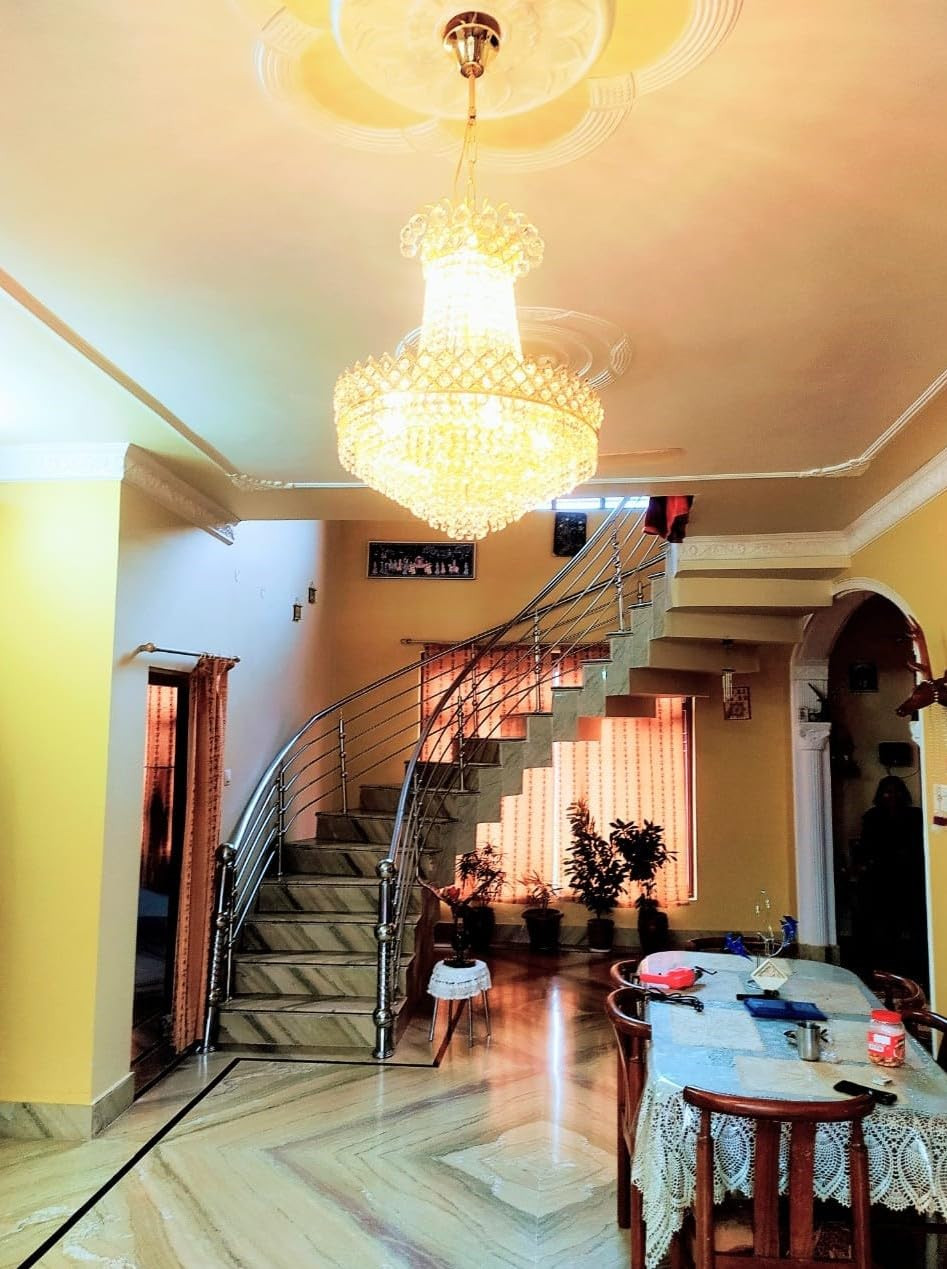 SHRI MAHAL ANTIQUES Crystal Chandelier for Living Room Bedroom Office Jhoomar Glass Crystal Big Size Jhumar Modern Ceiling Light (Size: 40 x 40 x 77 CM)