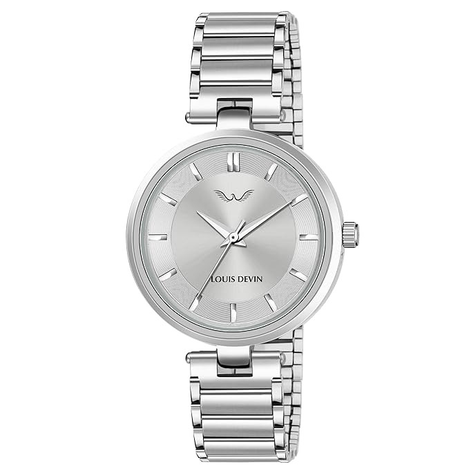 LOUIS DEVIN Women's Analog Wrist Watch with Stainless Steel Chain