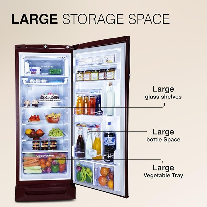 Godrej 234 L 3 Star 24 Advanced Capillary Technology Direct Cool Single Door Door Refrigerator With Base Drawer (RD EDGEPRO 240C TDF MN WN, Marine Wine)