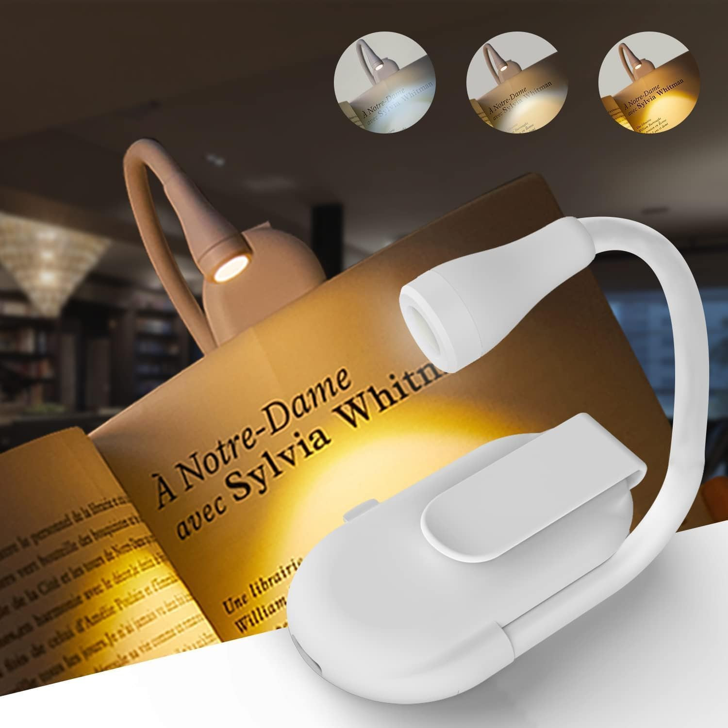 MoonlitDreams Plastic Study Lamp, Study Lamp for Students, Reading Light, Night Lamp for Study, Book Reading Light with Clip, Book Lamp, 3 Modes, Portable, Eye Caring - LED, White