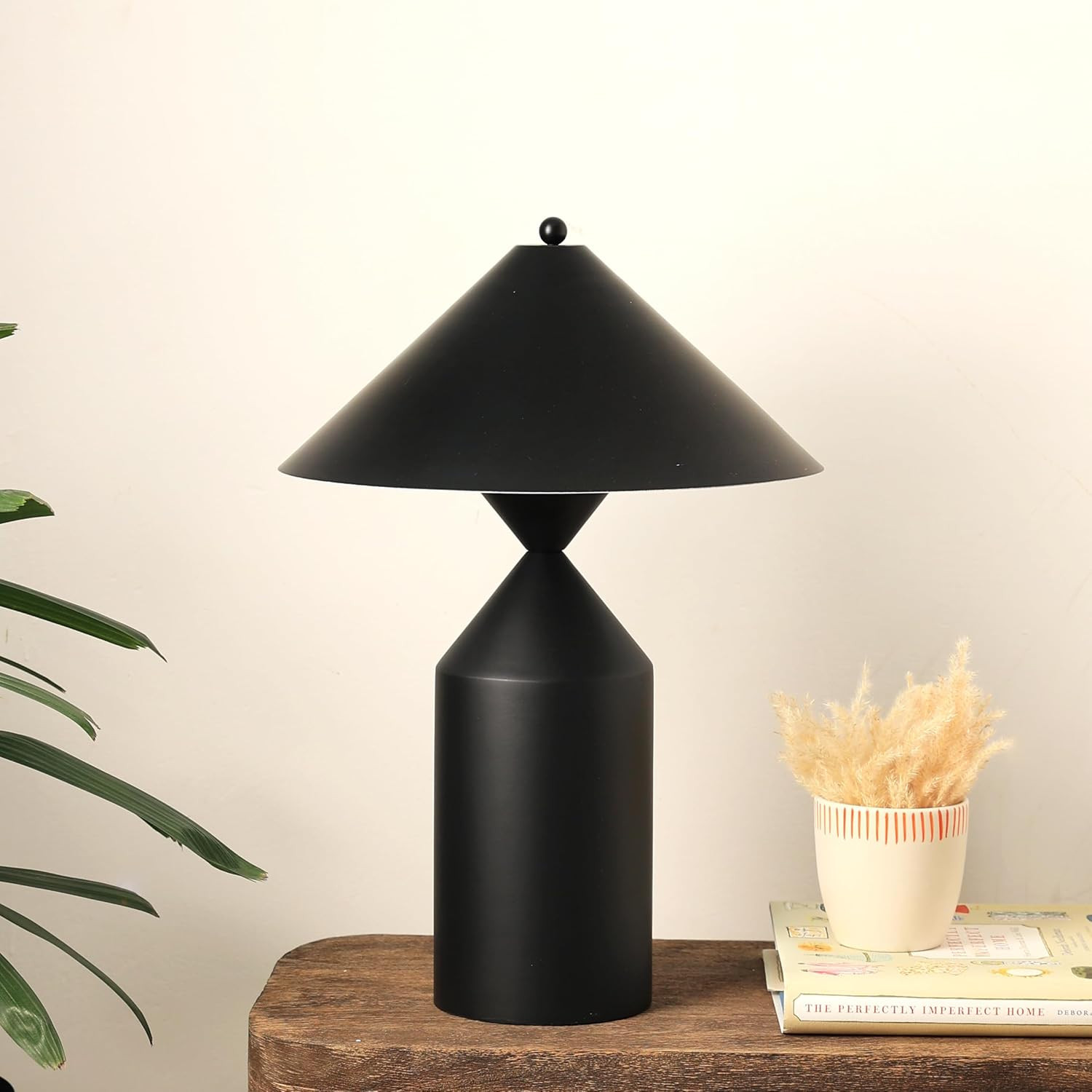 FIG Living Cone Case - Table Lamp (Black) | Scandinavian Design | Best for Living Room, Study Room, Bedside | Modern Night Lamp | Bulb not Included | 2.5 MTS Corded Cable with On/Off Switch