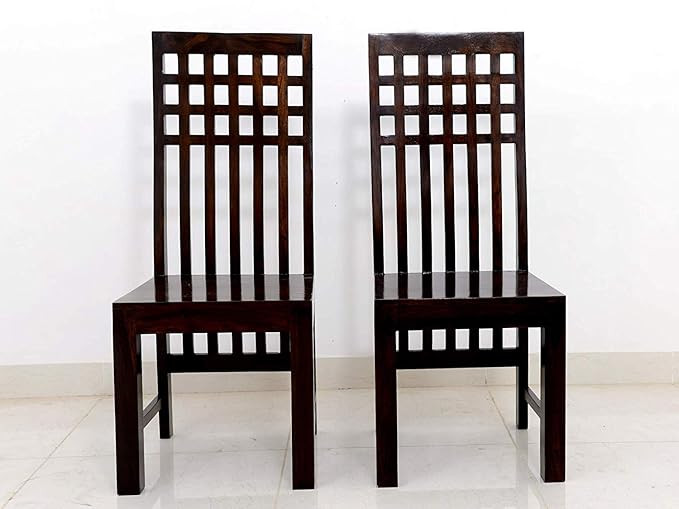 Vivek Wood Wooden Dining Chair Only | Dinning Chairs for Dining Room | Sheesham Wood, Set of 2, Dark Walnut