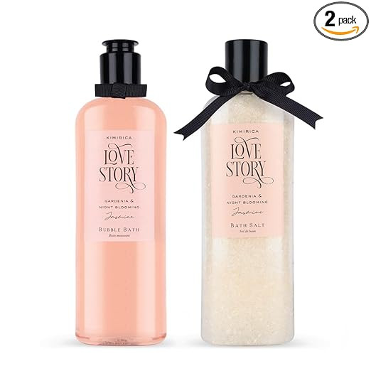 Kimirica Love Story Mild Bubble Bath and Bath Salt Combo for Muscle Relief,Moisturising and Relaxing | Men & Women 100% Vegan (290ml + 290g)