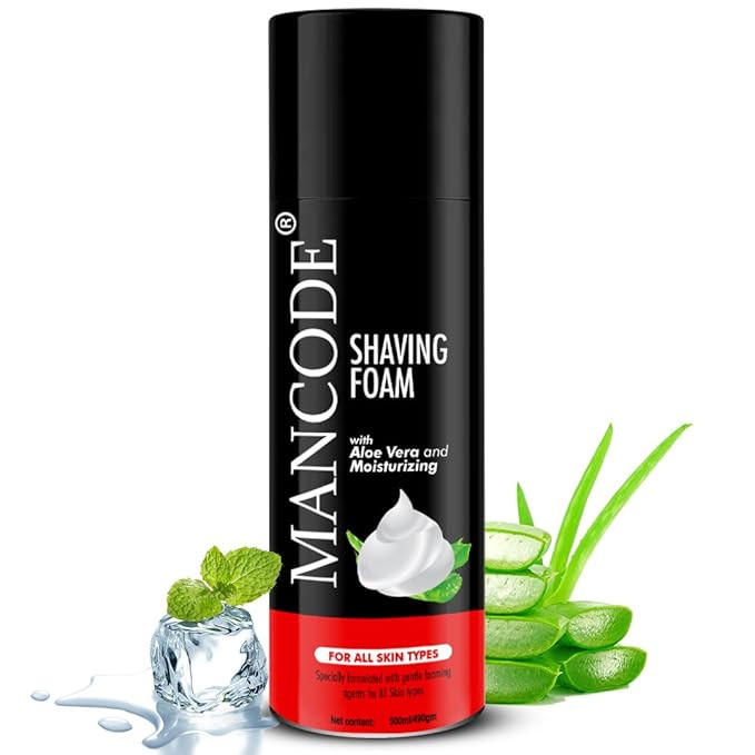 Mancode Shaving Foam for Men, Shaving Foam with Aloe Vera & Moisturizing, Easy to Apply and Rinse Off, Suitable for All Skin Types, Best Shaving Foam for Men, Perfect Shave Every Time (500 Ml)