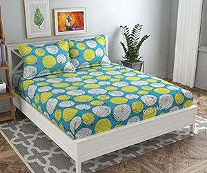 100% Cotton Double Bedsheet with 2 Pillow Covers, Blue