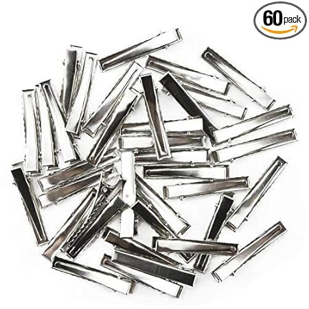 Elina Single Prong Metal Alligator Hair Clip Flat Top with Teeth Hairbow Accessory for Arts Crafts Project (1-3/4 Inch, 45 mm) -60 Pieces