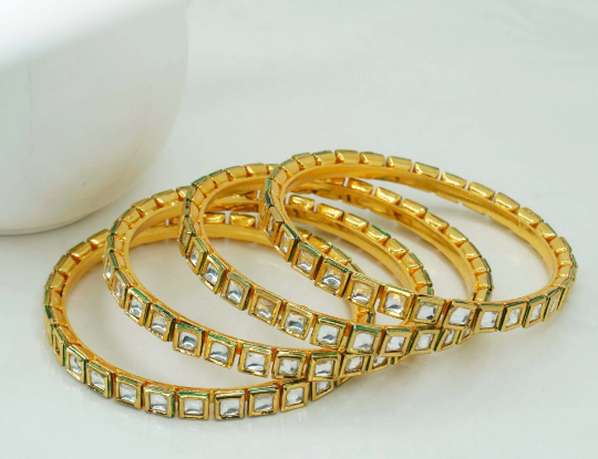 New Traditional gold plated kundan bangle set