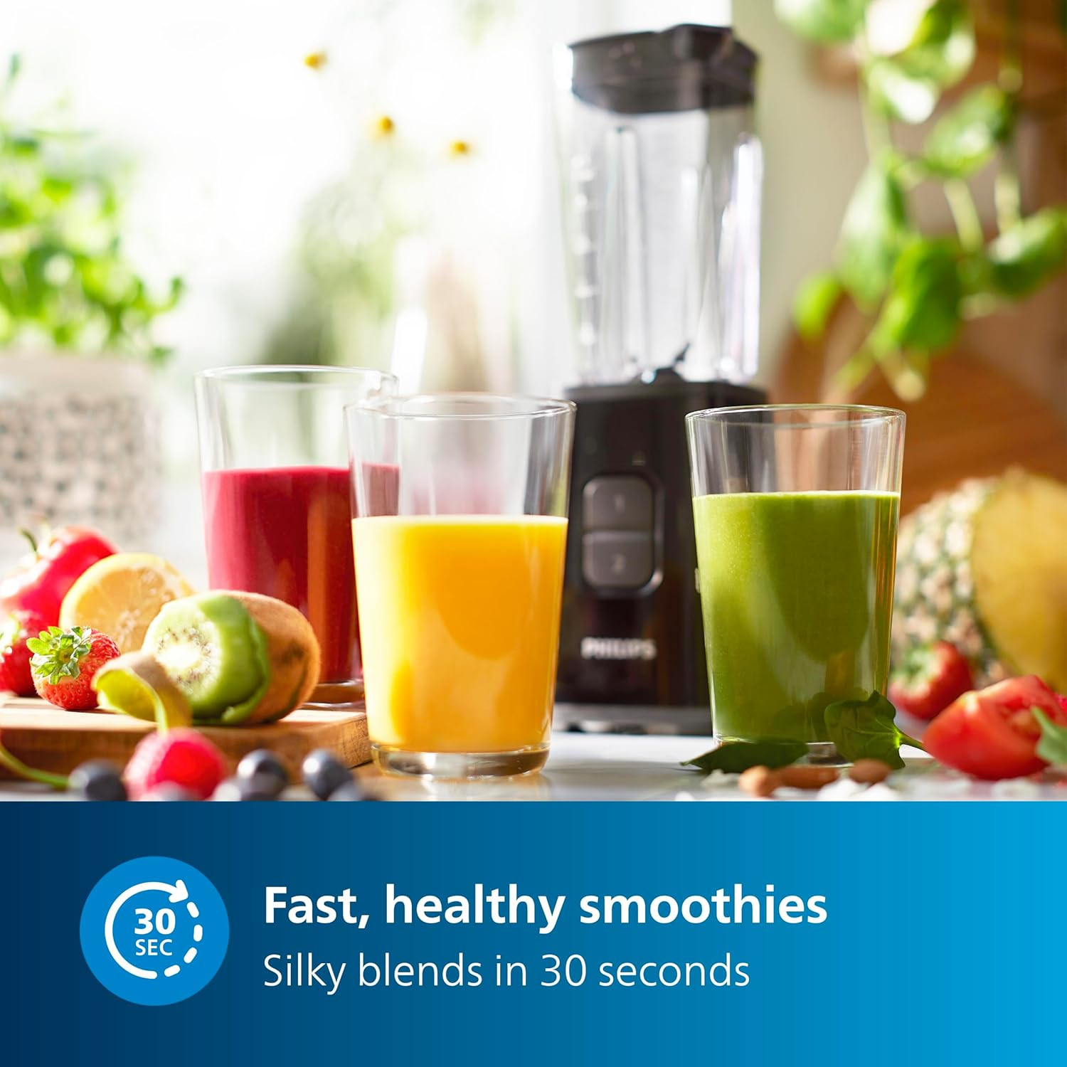 Philips HR2603/90 Mini Blender Mixer Grinder | Smoothie Maker | 350W Power | 3-Jar Capacity | With Variable Speed Control | Perfect for Smoothies, Mixing & More