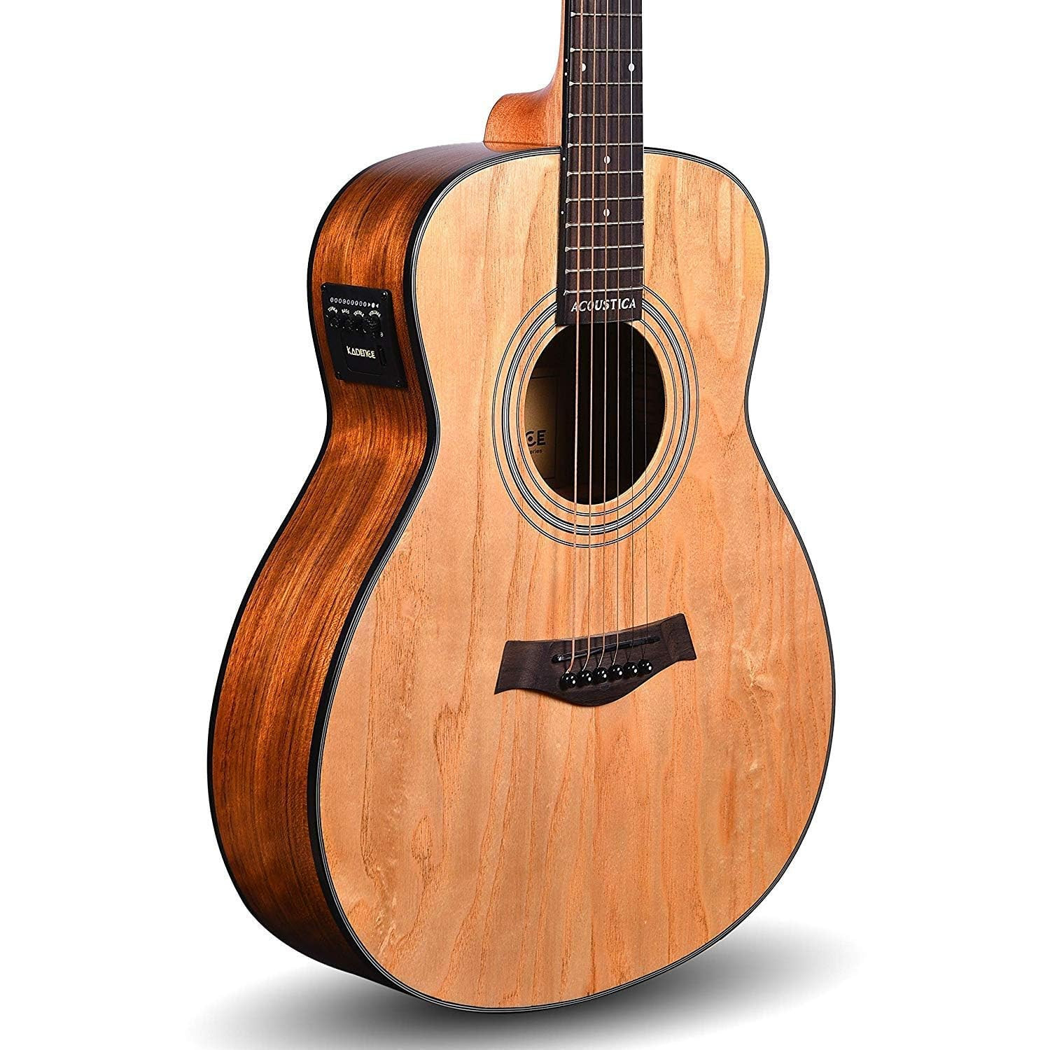 Kadence Guitar A06-36 Acoustica Series, Electric Acoustic Guitar, Ash Wood with Pickup and Inbuilt tuner Travel Guitar Small Size for Kids and Adult (36 inch)