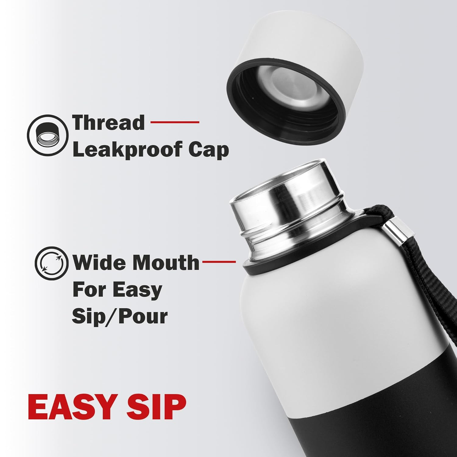 Cello Neo Kent Thermosteel Flask, 750ml, Black | 24 Hours Hot and Cold Stainless Steel Bottle | Flask for Tea Coffee | Ideal for Office, Gym, Home, Kitchen, Hiking, Travel Bottle