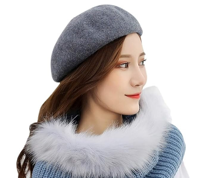 Boldfit Woolen Winter Cap for Women Soft Woolen Cap for Girls in Winter for Thermal Wear Stylish Warm Wear Head Winter Cap for Girls Woolen Garam Topaa Cap Branded Bennies Grey