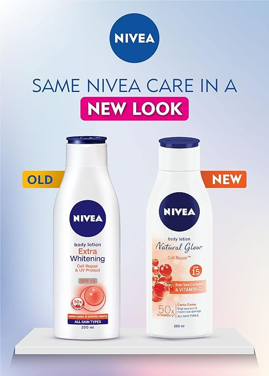 NIVEA Body Lotion Natural Glow, Cell Repair, Spf 15 & 50X Vitamin C 400ml