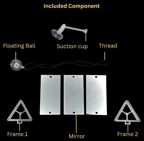 Animaux Rumble Fish Betta Training Mirror with Frame, Floating Ball, and Suction Cup for Fin Display and Physical Exercise (DYJ-1