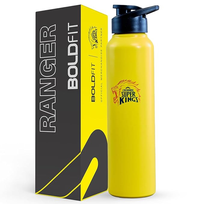 Boldfit Chennai Super Kings (Csk) Official Merchandise Water Bottles Stainless Steel Water Bottle 1 Litre Bottles For Home, Gym 1 Litre Water Bottle Leakproof, Rust Free Steel Bottle -1000 Ml Yellow